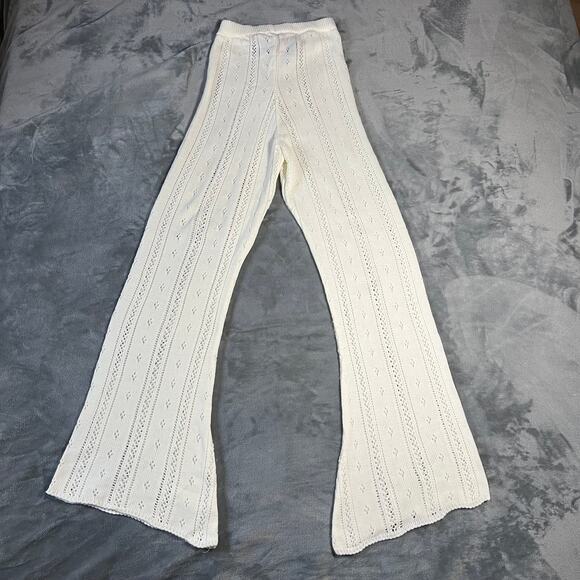 Nasty Gal High Rise Crochet Pointelle Knit Flare Pants Size M NEW Festival Boho - Picture 5 of 14